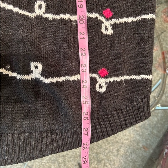 Christmas Sweater Hoodie Knit Sherpa Silver Lettering Pom Poms - Picture 14 of 14